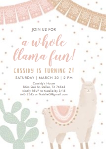 Birthday Invitation - Llama design preview