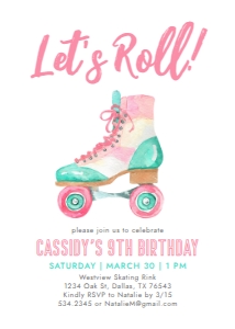 Birthday Invitation - Roller Skate design preview