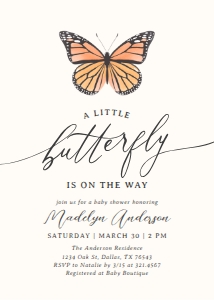 Baby Shower Invitation - Monarch Butterfly design preview