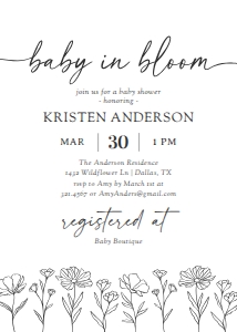 Baby Shower Invitation - Minimal Wildflower design preview