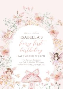 Birthday Invitation - Pink Fairies (Fairy First) design preview