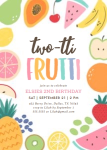 Birthday Invitation - Two-tti Frutti design preview