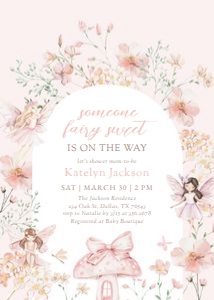 Baby Shower Invitation - Pink Fairies: Baby Shower Invitation - Pink Fairies