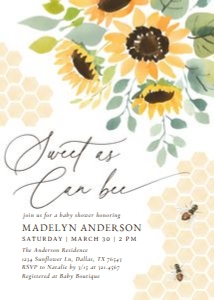 Baby Shower Invitation - Bee and Sunflowers design preview
