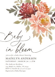 Baby Shower Invitation - Fall Floral (Baby in Bloom) design preview