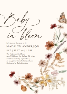 Baby Shower Invitation - Boho Wildflower (Baby in Bloom) design preview