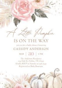 Baby Shower Invitation - Little Pumpkin (Pampas Grass) design preview