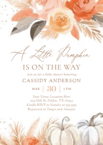 Baby Shower Invitation - Little Pumpkin (Orange) design preview