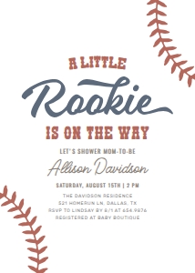 Baby Shower Invitation - Baseball (Little Rookie) design preview