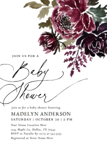 Baby Shower Invitation - Gothic Floral design preview