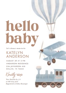 Baby Shower Invitation - Blue Travel v2: Baby Shower Invitation - Blue Travel v1
