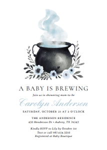 Baby Shower Invitation - Baby is Brewing (Blue Cauldron) design preview