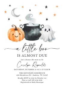 Baby Shower Invitation - Little Boo (Pumpkin & Ghost) design preview