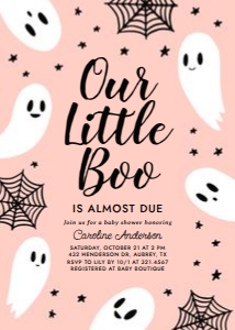 Baby Shower Invitation - A Little Boo is Almost Due (Pink) design preview