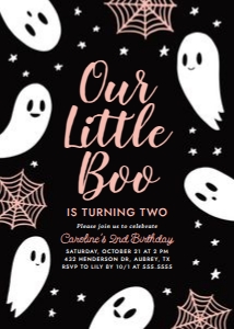 Birthday Invitation - Little Boo (Black & Pink) design preview