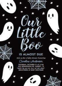 Baby Shower Invitation - A Little Boo is Almost Due (Black & Blue) design preview