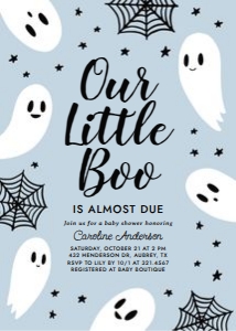 Baby Shower Invitation - A Little Boo is Almost Due (Blue) design preview