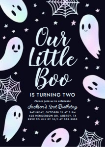Birthday Invitation - Little Boo (Iridescent) design preview