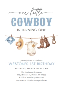 Birthday Invitation - Little Cowboy: Birthday Invitation - Little Cowboy