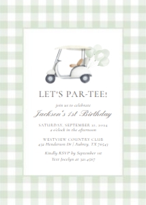 Birthday Invitation - Green Golf Cart design preview