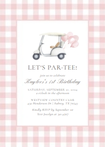 Birthday Invitation - Pink Golf Cart design preview