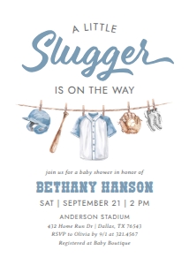 Baby Shower Invitation - Baseball Clothesline design preview