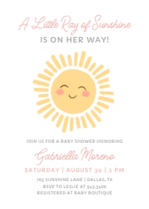 Baby Shower Invitation - Little Sunshine design preview
