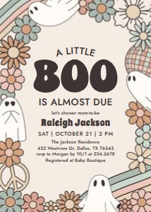 Baby Shower Invitation - Groovy Ghosts (Neutral) design preview