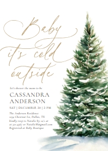 Baby Shower Invitation - Winter Christmas Tree design preview