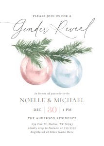 Gender Reveal Invitation - Blue and Pink Ornaments: Gender Reveal Invitation - Ornaments