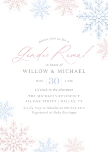 Gender Reveal Invitation - Snowflakes: Gender Reveal Invitation - Snowflakes