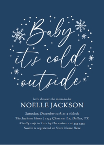 Baby Shower Invitation - Snowflakes (Navy Blue) design preview