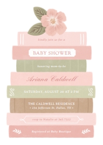 Baby Shower Invitation - Storybook Stack (Pink) design preview