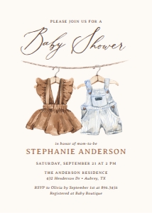 Baby Shower Invitation - Boho Baby Clothes (Twins) - 1079 design preview