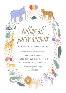 Birthday Invitation - Calling All Party Animals - 9989 design preview