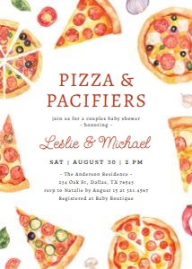 Baby Shower Invitation - Pizza and Pacifiers design preview