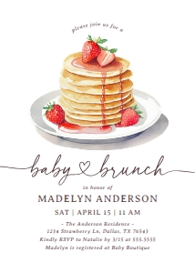 Baby Shower Invitation - Baby Brunch (Strawberry Pancakes) design preview