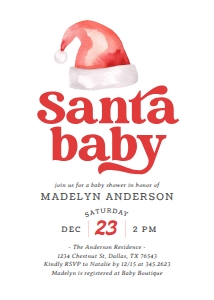 Baby Shower Invitation - Santa Baby design preview