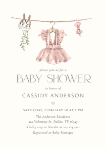 Baby Shower Invitation - Boho Pink Baby Clothes design preview