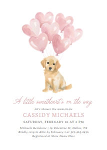 Baby Shower Invitation - Golden Retriever with Pink Balloons design preview