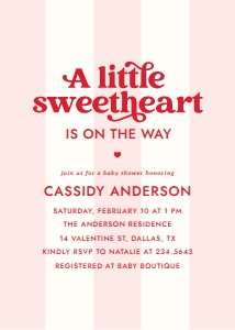Baby Shower Invitation - Little Sweetheart Stripes design preview