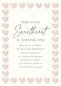 Birthday Invitation - Pink Heart Border design preview