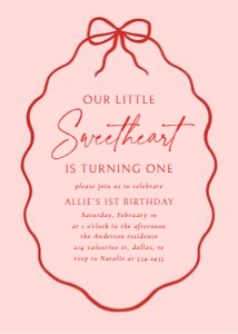 Birthday Invitation - Red Bow design preview