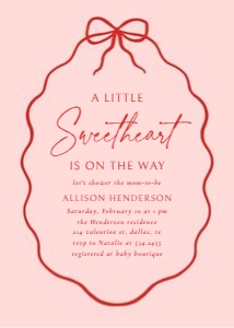 Baby Shower Invitation - Red Hand Drawn Bow design preview