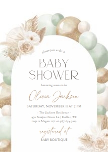Baby Shower Invitation - Sage Green Balloon Arch design preview
