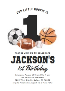 Birthday Invitation - Sports (One) design preview