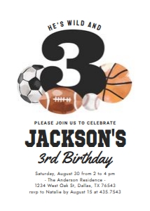 Birthday Invitation - Sports (Three) design preview