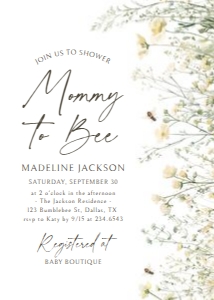 Baby Shower Invitation - Mommy to Bee (Wildflower) design preview