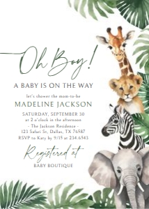 Baby Shower Invitation - Safari (Oh Boy) design preview