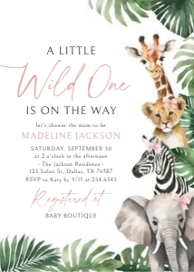 Baby Shower Invitation - Safari (Wild One Pink) design preview